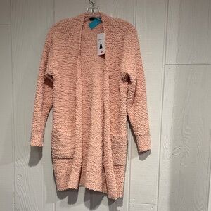 Zesica Blush Pink Open-Front Cardigan